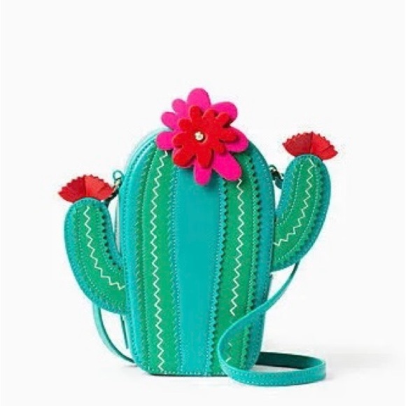 Like New Rare Kate Spade Novelty Flowering Cacti Leather Cactus Crossbody - Picture 2 of 14